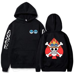 Everyday Cosplay Anime Hoodies & T-Shirts |   One Piece Film: Red Monkey D. Luffy Portgas D. Ace Hoodie Cartoon Manga Anime Front Pocket Graphic For Couple’s Men’s Women’s Adults’ Hot Stamping Black Cosplay & Costumes Black