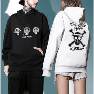 Everyday Cosplay Anime Hoodies & T-Shirts |   One Piece Monkey D. Luffy Hoodie Anime Cartoon Anime Harajuku Graphic Kawaii For Couple’s Men’s Women’s Adults’ Back To School Hot Stamping Black Cosplay & Costumes Black