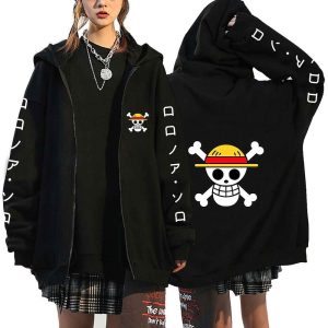 Everyday Cosplay Anime Hoodies & T-Shirts |   One Piece Monkey D. Luffy Roronoa Zoro Anime Cartoon Manga Anime Harajuku Graphic Kawaii For Couple’s Men’s Women’s Adults’ Back To School Hot Stamping Black-white Cosplay & Costumes Black / White