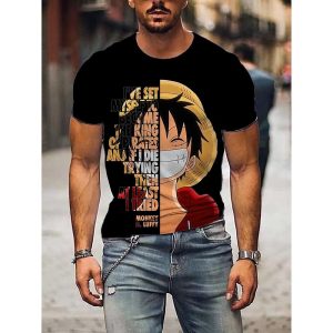 Everyday Cosplay Anime Hoodies & T-Shirts |   One Piece Monkey D. Luffy Roronoa Zoro T-shirt Print 3D Graphic For Men’s Adults’ Masquerade 3D Print Casual Daily Black Cosplay & Costumes Black