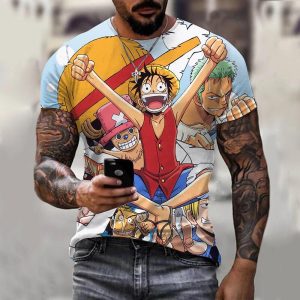 Everyday Cosplay Anime Hoodies & T-Shirts |   One Piece Monkey D. Luffy Roronoa Zoro Tony Tony Chopper T-shirt Anime Cartoon Anime 3D 3D Harajuku Graphic For Couple’s Men’s Women’s Adults’ Back To School 3D Print Red Cosplay & Costumes Everyday Cosplay Anime Hoodies & T-Shirts