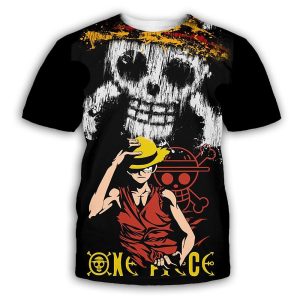 Everyday Cosplay Anime Hoodies & T-Shirts |   One Piece Monkey D. Luffy T-shirt Anime Cartoon Anime 3D 3D Harajuku Graphic For Couple’s Men’s Women’s Adults’ Back To School 3D Print Black Cosplay & Costumes Black