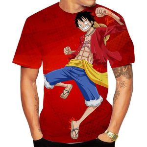 Everyday Cosplay Anime Hoodies & T-Shirts |   One Piece Monkey D. Luffy T-shirt Anime Cartoon Anime 3D 3D Harajuku Graphic For Couple’s Men’s Women’s Adults’ Back To School 3D Print Red 2 Cosplay & Costumes Everyday Cosplay Anime Hoodies & T-Shirts