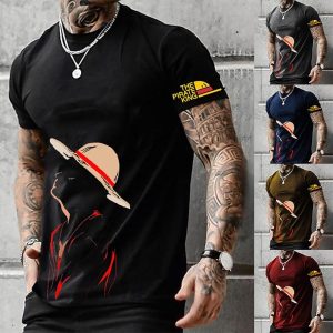 Everyday Cosplay Anime Hoodies & T-Shirts |   One Piece Monkey D. Luffy T-shirt Anime Cartoon Anime 3D Classic Street Style For Couple’s Men’s Women’s Adults’ 3D Print Black Cosplay & Costumes Black