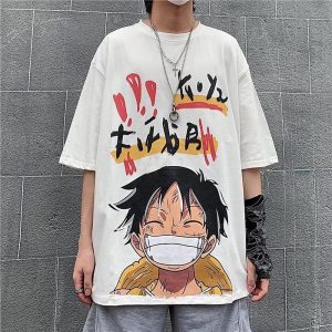 Everyday Cosplay Anime Hoodies & T-Shirts |   One Piece Monkey D. Luffy T-shirt Cartoon Manga Anime Graphic For Couple’s Men’s Women’s Adults’ Carnival Masquerade Hot Stamping Casual Daily White Cosplay & Costumes Everyday Cosplay Anime Hoodies & T-Shirts