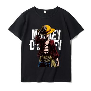 Everyday Cosplay Anime Hoodies & T-Shirts |   One Piece Monkey D. Luffy T-shirt Print Graphic For Couple’s Men’s Women’s Adults’ Carnival Masquerade Hot Stamping Casual Daily Black Cosplay & Costumes Black