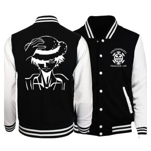 Everyday Cosplay Anime Hoodies & T-Shirts |   One Piece Monkey D. Luffy Varsity Jacket Back To School Anime Harajuku Graphic Kawaii For Men’s Women’s Adults’ Back To School 3D Print Black Cosplay & Costumes Black