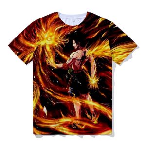 Everyday Cosplay Anime Hoodies & T-Shirts |   One Piece Portgas D. Ace T-shirt Anime Cartoon Anime Harajuku Graphic Kawaii For Couple’s Men’s Women’s Adults’ Back To School 3D Print Orange Cosplay & Costumes Everyday Cosplay Anime Hoodies & T-Shirts