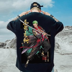 Everyday Cosplay Anime Hoodies & T-Shirts |   One Piece Roronoa Zoro Cosplay Costume T-shirt Cartoon Print Pattern Harajuku Graphic Kawaii For Men’s Women’s Adults’ Masquerade Back To School Hot Stamping Street Casual Daily Black Cosplay & Costumes Black