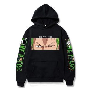 Everyday Cosplay Anime Hoodies & T-Shirts |   One Piece Roronoa Zoro Hoodie Anime Cartoon Anime Front Pocket Graphic For Couple’s Men’s Women’s Adults’ Hot Stamping Black Cosplay & Costumes Black