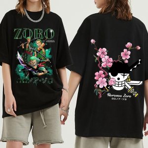 Everyday Cosplay Anime Hoodies & T-Shirts |   One Piece Roronoa Zoro T-shirt Anime Cartoon Anime Harajuku Graphic Kawaii For Couple’s Men’s Women’s Adults’ Back To School Hot Stamping Black Cosplay & Costumes Black