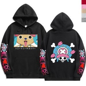 Everyday Cosplay Anime Hoodies & T-Shirts |   One Piece Tony Tony Chopper Hoodie Anime Cartoon Anime Front Pocket Graphic For Couple’s Men’s Women’s Adults’ Hot Stamping Black Cosplay & Costumes Black