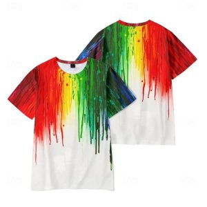 Everyday Cosplay Anime Hoodies & T-Shirts |   Pride Parade LGBT Pride Gay Pride Rainbow Flag T-shirt Cartoon Manga Rainbow Harajuku Graphic Kawaii For Couple’s Men’s Women’s Adults’ Masquerade Back To School 3D Print Pride Parade Pride Month Red Cosplay & Costumes Everyday Cosplay Anime Hoodies & T-Shirts