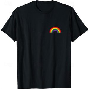 Everyday Cosplay Anime Hoodies & T-Shirts |   Pride Parade LGBT Pride Gay Pride Rainbow Flag T-shirt Cartoon Manga Rainbow Harajuku Graphic Kawaii For Couple’s Men’s Women’s Adults’ Masquerade Back To School Hot Stamping Pride Parade Pride Month Black Cosplay & Costumes Black