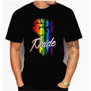 Everyday Cosplay Anime Hoodies & T-Shirts |   Pride Parade LGBT Pride Gay Pride Rainbow Flag T-shirt Cartoon Manga Rainbow Harajuku Graphic Kawaii For Couple’s Men’s Women’s Adults’ Masquerade Back To School Hot Stamping Pride Parade Pride Month Black 2 Cosplay & Costumes Black 2