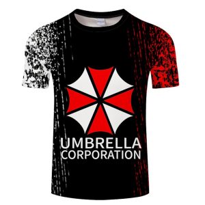 Everyday Cosplay Anime Hoodies & T-Shirts |   Resident Evil Umbrella Corporation T-shirt Anime Cartoon Anime 3D Classic Street Style For Couple’s Men’s Women’s Adults’ Back To School 3D Print Black Cosplay & Costumes Black