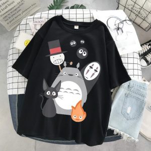 Everyday Cosplay Anime Hoodies & T-Shirts |   Spirited Away T-shirt Anime Cartoon Anime Harajuku Graphic Street Style For Couple’s Men’s Women’s Adults’ Masquerade Back To School Hot Stamping Casual Daily Black Cosplay & Costumes Black