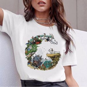 Everyday Cosplay Anime Hoodies & T-Shirts |   Spirited Away Totoro T-shirt Oversized Acid Washed Tee Print Graphic For Couple’s Men’s Women’s Adults’ Halloween Carnival Masquerade Hot Stamping Street Casual Daily white light Cosplay & Costumes Everyday Cosplay Anime Hoodies & T-Shirts