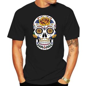 Everyday Cosplay Anime Hoodies & T-Shirts |   Sugar Skull Mexican T-shirt Anime Cartoon Anime Mexico Independence Day Day of the Dead For Couple’s Men’s Women’s Adults’ Hot Stamping Black Cosplay & Costumes Black