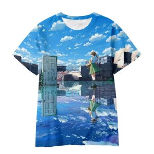 Everyday Cosplay Anime Hoodies & T-Shirts |   Suzume No Tojimari Cat Daijin Suzume Iwato T-shirt Anime 3D Graphic For Couple’s Men’s Women’s Adults’ Masquerade 3D Print Casual Daily Sky Blue Cosplay & Costumes Everyday Cosplay Anime Hoodies & T-Shirts