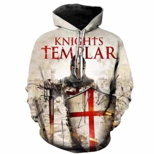 Everyday Cosplay Anime Hoodies & T-Shirts |   The Last Templar Crusader Knights Templar Crusader Hoodie Cartoon Manga Anime 3D Graphic For Couple’s Men’s Women’s Adults’ 3D Print Beige Cosplay & Costumes Beige