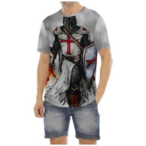 Everyday Cosplay Anime Hoodies & T-Shirts |   The Last Templar Crusader Knights Templar Crusader T-shirt Cartoon Manga Anime 3D Graphic For Couple’s Men’s Women’s Adults’ Masquerade 3D Print Casual Daily Grey Cosplay & Costumes Everyday Cosplay Anime Hoodies & T-Shirts