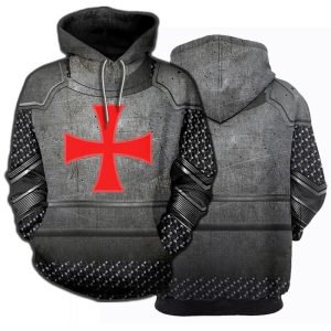 Everyday Cosplay Anime Hoodies & T-Shirts |   The Last Templar Crusader Knights Templar Hoodie Cartoon Manga Anime 3D Front Pocket Graphic For Women’s Adults’ 3D Print Dark Gray Cosplay & Costumes Dark Gray