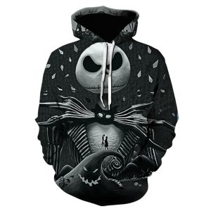 Everyday Cosplay Anime Hoodies & T-Shirts |   The Nightmare Before Christmas Halloween Sally Jack Skellington Skull Skeleton Hoodie Pullover Print 3D Front Pocket Graphic For Couple’s Men’s Women’s Adults’ Halloween Carnival Masquerade 3D Print Black Cosplay & Costumes Black