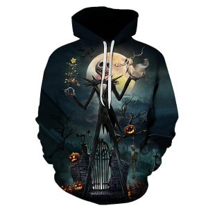 Everyday Cosplay Anime Hoodies & T-Shirts |   The Nightmare Before Christmas Halloween Skeleton / Skull Death Sally Hoodie Cartoon Manga Anime 3D Front Pocket Graphic For Couple’s Men’s Women’s Adults’ Halloween Carnival Masquerade 3D Print Navy Blue Cosplay & Costumes Everyday Cosplay Anime Hoodies & T-Shirts