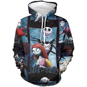 Everyday Cosplay Anime Hoodies & T-Shirts |   The Nightmare Before Christmas Jack Skellington Hoodie Cartoon Manga Anime 3D Front Pocket Graphic For Couple’s Men’s Women’s Adults’ 3D Print Casual Daily Sky Blue Cosplay & Costumes Everyday Cosplay Anime Hoodies & T-Shirts