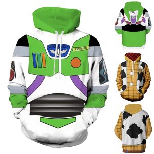 Everyday Cosplay Anime Hoodies & T-Shirts |   Toy Story Lightyear Woody Buzz Lightyear Hoodie Anime Cartoon Anime 3D Graphic Street Style For Couple’s Men’s Women’s Adults’ Back To School 3D Print Green Cosplay & Costumes Everyday Cosplay Anime Hoodies & T-Shirts