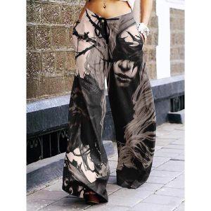 Everyday Cosplay Anime Hoodies & T-Shirts |   Trousers Palazzo Pants Wide-Leg Pants Print 3D Street Style Punk & Gothic For Women’s Adults’ 3D Print Brown Cosplay & Costumes Brown