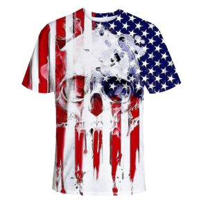 Everyday Cosplay Anime Hoodies & T-Shirts |   USA Flag Outfits T-shirt Anime 3D Graphic For Men’s Unisex Adults’ Independence Day / the Fourth of July July 4 3D Print Fuchsia Cosplay & Costumes Everyday Cosplay Anime Hoodies & T-Shirts