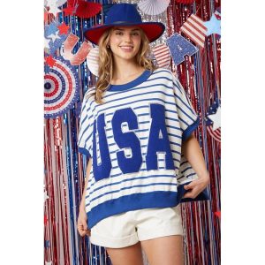 Everyday Cosplay Anime Hoodies & T-Shirts |   USA Flag T-shirt USA Flag For Women’s Adults’ Independence Day / the Fourth of July July 4 3D Print Casual Daily Blue and White Cosplay & Costumes Blue & White