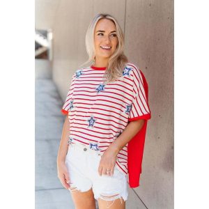 Everyday Cosplay Anime Hoodies & T-Shirts |   USA Flag T-shirt USA Flag For Women’s Adults’ Independence Day / the Fourth of July July 4 3D Print Casual Daily Red Cosplay & Costumes Everyday Cosplay Anime Hoodies & T-Shirts