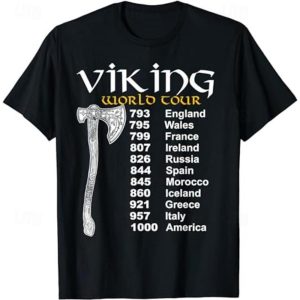 Everyday Cosplay Anime Hoodies & T-Shirts |   Viking T-shirt Pattern Graphic For Men’s Adults’ Halloween Carnival Masquerade Hot Stamping Casual Daily Black Cosplay & Costumes Black