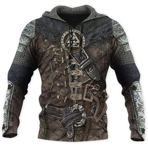 Everyday Cosplay Anime Hoodies & T-Shirts |   Warriors Viking Tattoo Hoodie Cartoon Manga Anime 3D Front Pocket Graphic For Men’s Adults’ Halloween Carnival Masquerade 3D Print Casual Daily Brown Cosplay & Costumes Brown