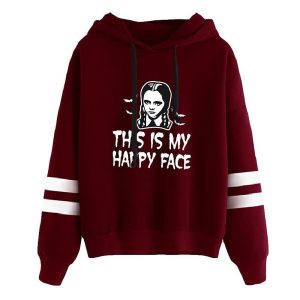 Everyday Cosplay Anime Hoodies & T-Shirts |   Wednesday Addams Addams family This is my Happy Face Hoodie Anime Cartoon Anime Graphic For Couple’s Men’s Women’s Adults’ Hot Stamping Casual Daily Wine Red Cosplay & Costumes Everyday Cosplay Anime Hoodies & T-Shirts