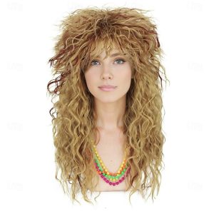 Halloween & Carnival Costumes |   70s 80s Wig Curly Wigs for 70s 80s Costume Women Long Blonde Mixed Brown Curly Wavy Wig Mullet Rocker Wig Without Accessories  (Only Wigs) CJ031M A1 Cosplay & Costumes A1