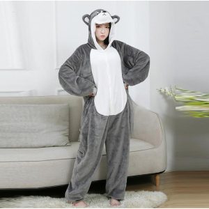 Halloween & Carnival Costumes |   Adults’ Kigurumi Pajamas Nightwear Cartoon Ririchiyo Shirakiin Cartoon Onesie Pajamas Funny Costume Flannel Cosplay For Men and Women Carnival Animal Sleepwear Cartoon White+Gray Cosplay & Costumes Halloween & Carnival Costumes