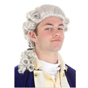 Halloween & Carnival Costumes |   American Colonial Powdered Wig for Men Carnival Wigs Silver grey Cosplay & Costumes Halloween & Carnival Costumes