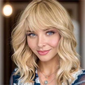 Halloween & Carnival Costumes |   Auburn Brown Black Pink Blonde Short Blonde Bob Wigs for Women,Synthetic Wavy Curly Hair Wig with Bangs for Daily Blonde Cosplay & Costumes Blonde