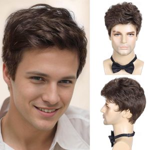 Halloween & Carnival Costumes |   Brown Wig,Short Brown Wigs for Men Natural Layered Fluffy Wig Daily Halloween Synthetic Realistic Hair Male Guys Wigs Dark Brown Cosplay & Costumes dark brown