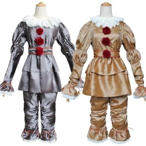 Halloween & Carnival Costumes |   Burlesque Clown Clown Pennywise Outfits Cosplay Cosplay Costume Party Costume Masquerade Halloween Men’s Women’s Boys for Halloween Masquerade Mardi Gras Performance Party Halloween Kid’s Adults’ Golden Cosplay & Costumes Golden