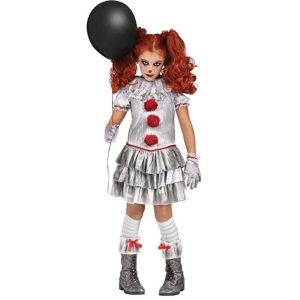 Halloween & Carnival Costumes |   Burlesque Clown Pennywise Outfits Cosplay Dress Cosplay Costume Party Costume Solid Color Girls’ for Halloween Carnival Masquerade Performance Party Kid’s Gray Cosplay & Costumes Gray