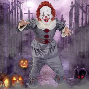 Halloween & Carnival Costumes |   Burlesque Clown Pennywise Outfits Scary Costume Cosplay Costume Party Costume Solid Color Men’s Women’s for Halloween Carnival Masquerade Performance Party Adults’ Black Cosplay & Costumes Black