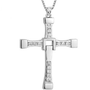 Halloween & Carnival Costumes |   Cross Silver Chain Fast & Furious Necklace Stainless Steel Cross Neck Pendant Jewelry Hip Hop Silver Cosplay & Costumes Halloween & Carnival Costumes