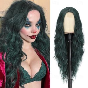 Halloween & Carnival Costumes |   Halloween Wigs Long Cosplay Green Wig 28 Inch Middle Part Synthetic Wig Realistic Halloween Gifts Party Wigs for Women Daily Use Colorful Wigs St.Patrick’s Day Wigs A1 Cosplay & Costumes A1