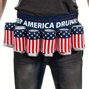 Halloween & Carnival Costumes |   Independence Day Beer Belt, KEEP AMERICA DRUNK Beverage Beer Belt, Stripes And Stars Pattern USA Americana Patriotic Beer Belt, 4th Of July Party Decor, Summer Party Outdoor Decorations, Outdoor Party Favors PJYD-7 Cosplay & Costumes Halloween & Carnival Costumes