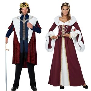 Halloween & Carnival Costumes |   King Queen Couples’ Costumes Men’s Women’s Movie Cosplay Cosplay Red Coat Top Dress Carnival Masquerade Polyester Red Cosplay & Costumes Halloween & Carnival Costumes